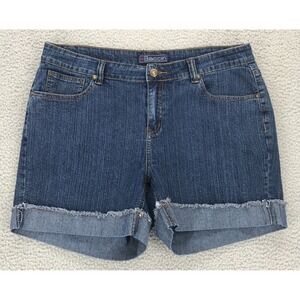 Baccini Cut Off Jean Shorts Women Size 14W Folded Raw Hem Stretch Embroidered
